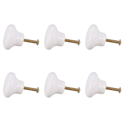 6Pcs Ceramic Door Round Handles Kitchen Cabinet Cupboard Wardrobe Pull Knobs White S