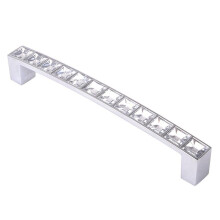 24x Europe Style Square Clear Crystal Rhinestone Furniture Door Wardrobe Cupboard Cabinet Drawer Pull Handle Knobs 128mm