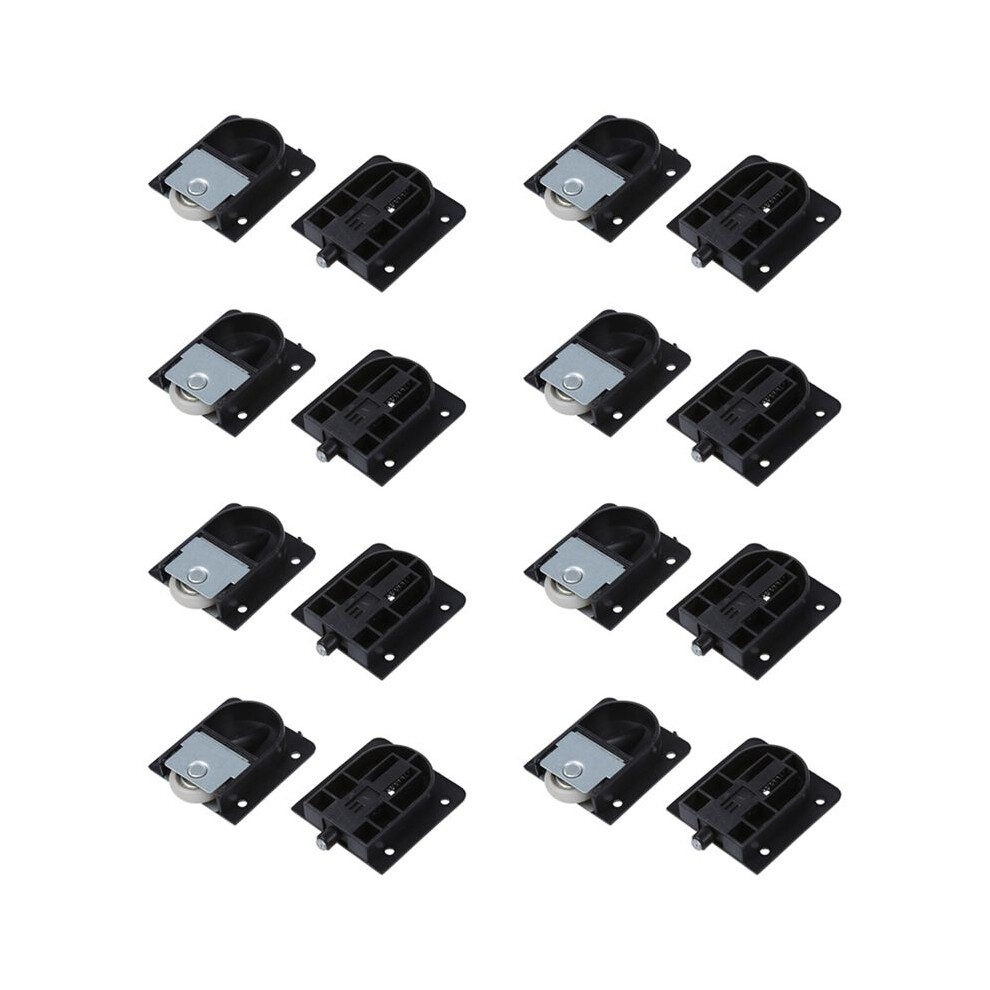 8X Wardrobe Black Plastic Plate 25Mm Dia Wheel Sliding Door Roller 6133641052580