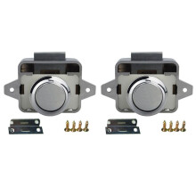 2pcs 26mm Push Lock Button Catch Lock Motorhome RV Cabinet Cupboard Door Knob, Chrome