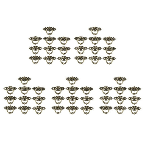 50Pcs Vintage Kitchen Cabinet Cupboard Dresser Door Drawer  Pull Handles Knobs (Antique Brass)