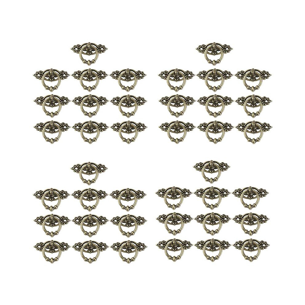 40Pcs Vintage Kitchen Cabinet Cupboard Dresser Door Drawer Ring Pull Handles Knobs (Antique Brass) 6031808973047