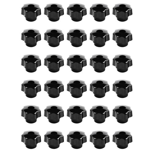 30 Pieces Black Star Grip Knobs, Female Thread Diameter 8mm,  Diameter 40mm