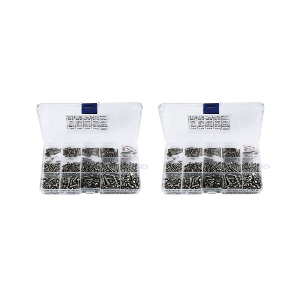960Pcs/Set M2 M2.5 M3 Din7985 Gb818 Steel Recessed Pan Screws Phillips Screws Assortment Kit Hw028 6032010389138