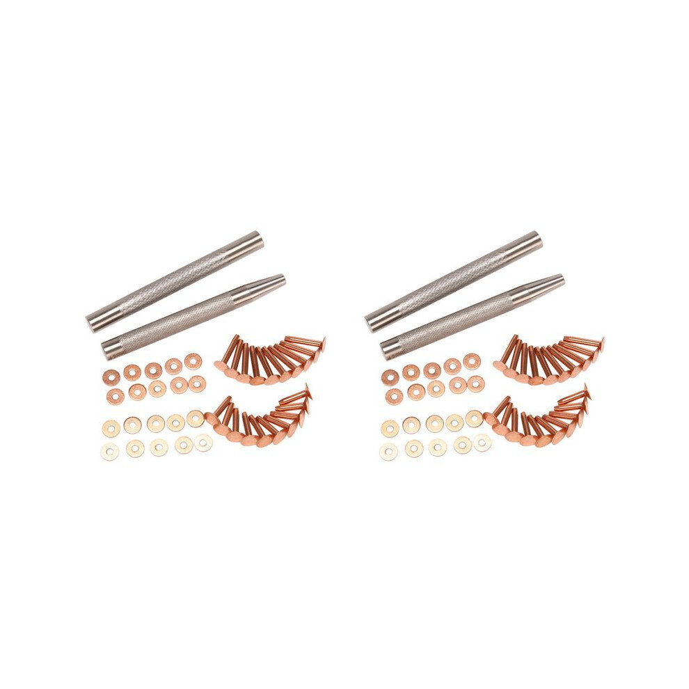 40Pack Copper Rivets And Burrs (14Mm And 19Mm) With 2Pcs Punch Rivet Tool For Belts, Bags, Collars, Leather-Crafting 6031146267778