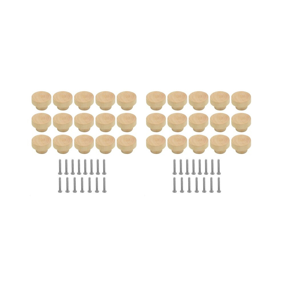 30Pcs Wooden Drawer Knobs, Furniture Knobs, Wooden Cupboard Knobs For Cabinets And Drawers, Round Wooden Knobs 4712117493335