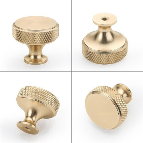 20 Pack 1.2 Inch Brushed Gold Cabinet Knobs Knurled Kitchen Cabinet Knobs Gold Drawer Knobs Round Dresser Knobs 1