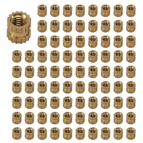 M2 X 3mm Brass Cylinder Knurled Threaded Round Insert Embedded Nuts 1000pcs