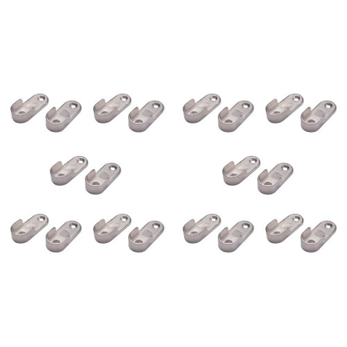 20x Oval Wardrobe Hanging Rail Rod End Bracket Support Silver Tone