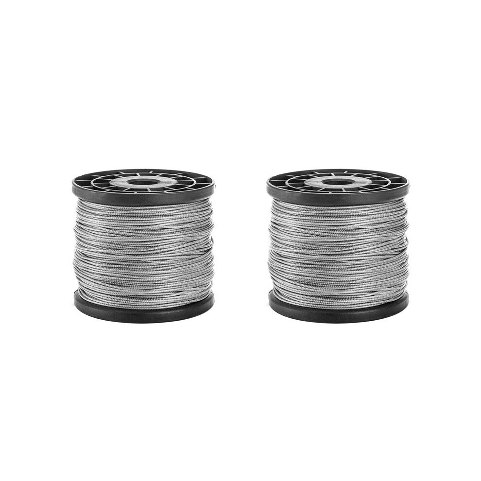 2Pcs 1/16Inch X 500Feet Wire Rope Cable, Braided Wire Stranded Rope Aircraft Cable For Outdoor Clothesline, Trellis, 6033206319717