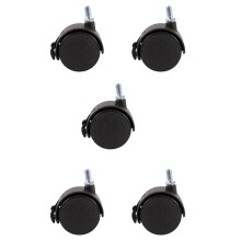 5X Furniture Swivel Locking Caster 8mm Screw Stem 2-Inch Dia Wheel Black