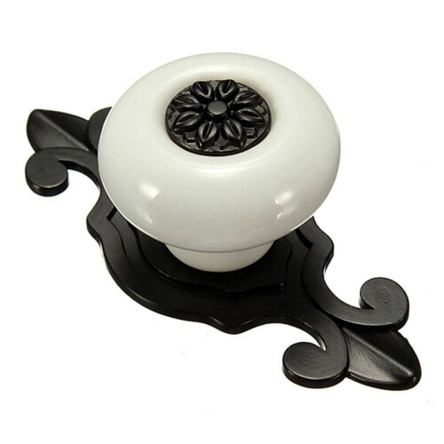 5X Vintage Ceramic Door Knobs Drawer Cabinet Cupboard Wardrobe Pull Handle White+Black 1