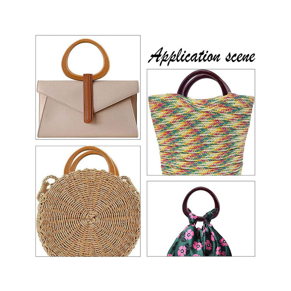 8X Wooden Purse Handle Circle Wooden Handles For Crocheted Knitted Bag Beach Bag Straw Bag Purse Handles 6032598622979