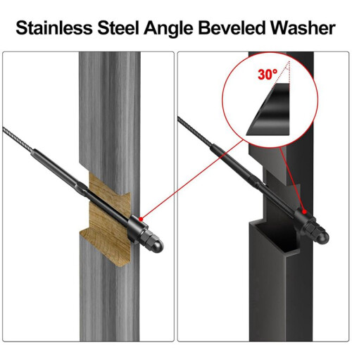 40 Pack 1/4In ID Angle Washers for Cable Railing Posts, for 1/8In 5/32In 3/16In Deck Cable Railing Cable Railing Angled 2