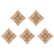 5X Vintage Unlackiertes Holz Geschnitzt Ecke Onlay Applikation Rahmen Hintergrund Wohnmöbel Wand Schrank Tür Dekor Dekoration