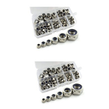 300Pcs 304 Stainless Steel Lock Nut Assortment Kit Nylon Insert Hex Lock Nuts Self Locking Nut M3 M4 M5 M6 M8 M10