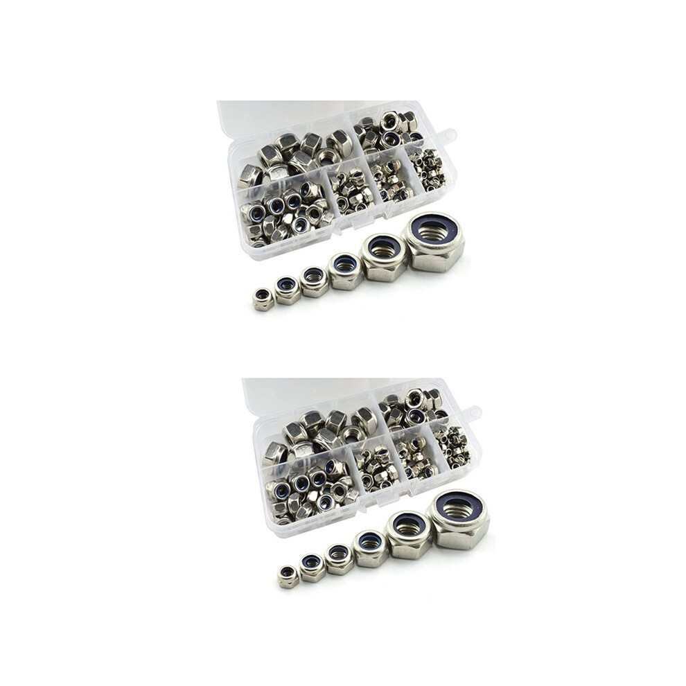 300Pcs 304 Stainless Steel Lock Nut Assortment Kit Nylon Insert Hex Lock Nuts Self Locking Nut M3 M4 M5 M6 M8 M10 6034087661209