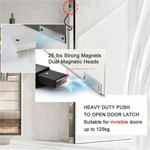 4 Pack Heavy Duty Push  & Lock for Hidden Door Touch Latches and Catch Magnet Push Release Drawer Pull Tip, Black 2