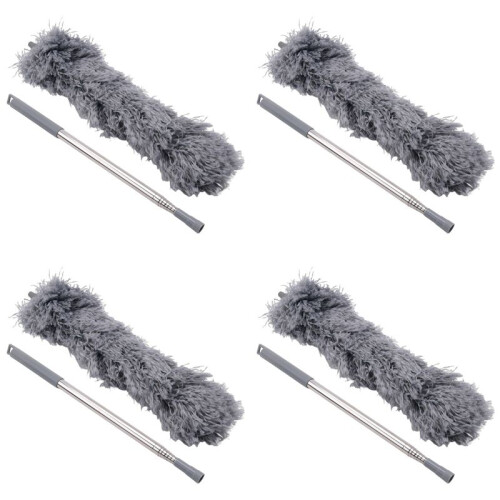 4X Gutter Cleaning Brush Roofing Tool with Telescopic Extendable Pole 8.2Ft Guard Cleaner Tool Easy Remove Leave, Grey