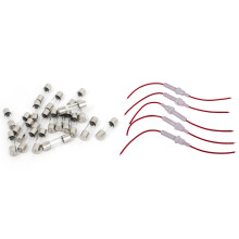 20 Pcs 250 V 2A F2AL Glass Tube Fuse 5 mm X 20 mm & 5 Pcs Red Wire White Screw Type Cap 6mm X 30mm Tube Fuse Holder