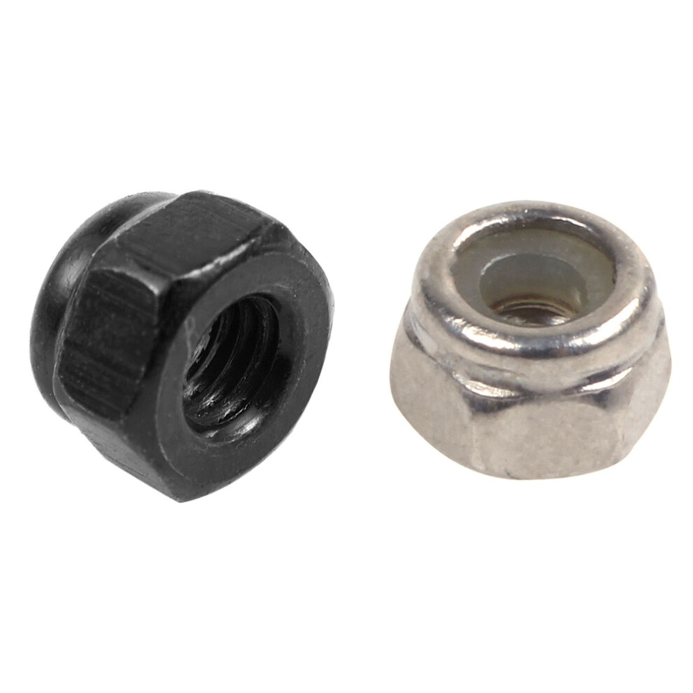 100Pcs Zinc Plated Nylon Insert Hex Lock Nuts Black M2.5 & M2 4711998029831