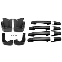 4Pcs Car Front Rear Mud Flap Mudguards Mudflaps Guards with 4Pcs Car Side Door Handle Frame Cover Trim