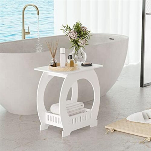 End Table with Storage Shelf Basket,Narrow Bedside Table, Slim Coffee Tables Small Spaces,White Nightstand,Sofa Table 2