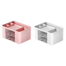 2 StüCk Rosa + Weiß Einfache Transparente Schubladen-Aufbewahrungsbox für Kinder, Studenten, BüRo, Schreibtisch, Ornamente, Stifthalter