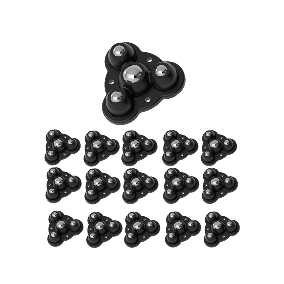 16Pcs Self Adhesive Type Mute Universal Wheel 4 Beads Furniture Casters Wheels 300Kg Stainless Steel Wheel Black 6033692513750