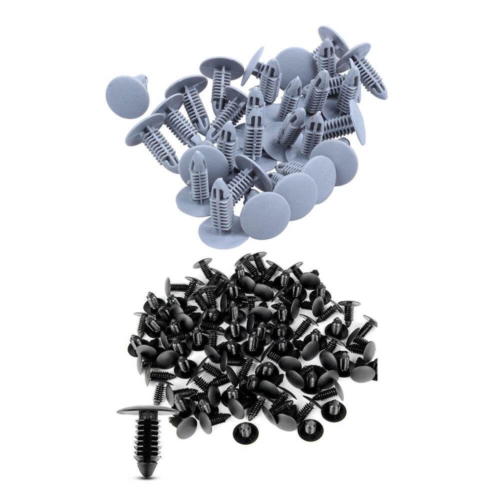 30 Pieces Plastic Fastening Screws Gray Flange Bumpers Clips & 100X Plastic Bumper Fastener Rivet Clips 6032538073335