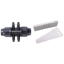 20 Pcs Drip Irrigator Garden Watering 8/11 Inch to 3/4 Inch Quick Hose Connector 6 Ways & 400 Pcs Plastic Plant Labels
