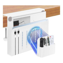 Desk Side Storage,No Drill Under Desk Cable Management Tray,Clamp Side Desk Organizer,Under Desk Storage for Office B