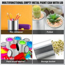 16 Pack Unlined Can 0.84 Pint Empty Metal Paint Cans with Lids Small Paint Can Multipurpose Paint Pail Paint Buckets