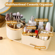 Makeup Organizer Countertop with Drawers 360 Rotating Makeup Brush Holder Capacity Skincare Organizer for Vanity