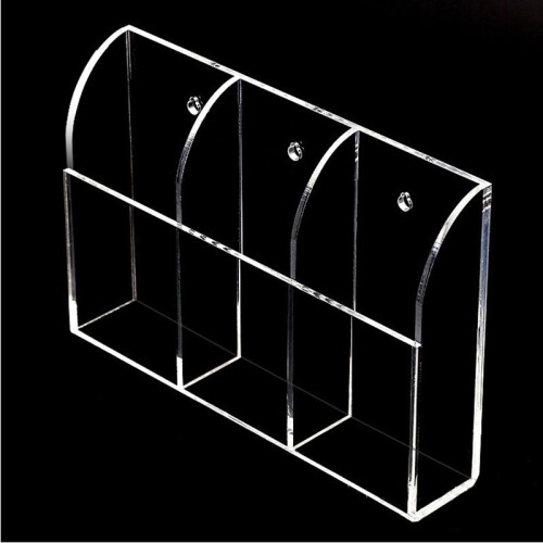 Clear Acrylic Remote Control Holder Wall Mount Media Organizer Storage Box (Three Compartments) 1