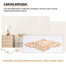 21*15cm Wood Carved Unpainted Onlay Applique Furniture Home Decor, 2pcs
