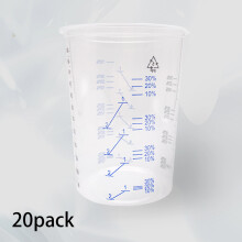 20Pcs Plastic Disposable Paint Mixing Cup Measurements Cups for Resin Epoxy Pour 600ML
