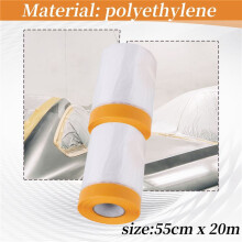 4 Pcs Plastic Dust Sheets Roll 0.55 x 20M Pre-Taped Masking Film Drop Cloths for Painting Bed Furniture Covering