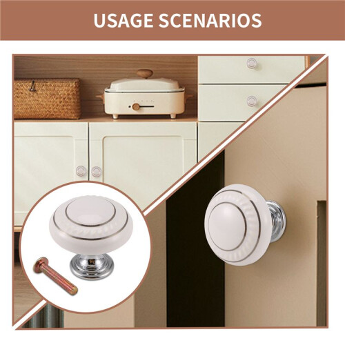 1 x Ceramic Door/Wardrobe/Cabinet/Cupboard Knob Handle Drawer White 2