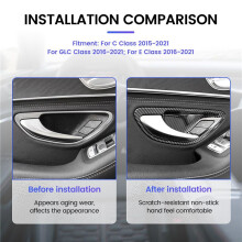 Carbon Fiber Car Door Handle Bowl Cover Trim for C E GLC Class W205 X253 GLC260L E3000L C200L 15-21 LHD