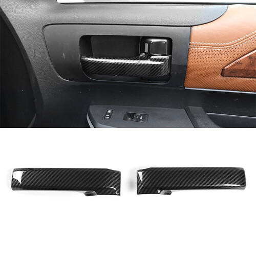 2Pcs Carbon Fiber Car Inner Door Handle Trim Pull Grab Panel Handle Cover for    2007-2014 2