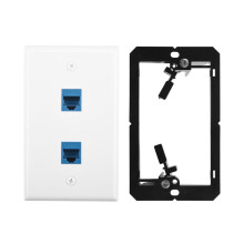Placa de Pared Ethernet con Soporte de Montaje de Bajo Voltaje, Salida de Pared de Cable Ethernet Cat6 de 2 Puertos de Banda úNica