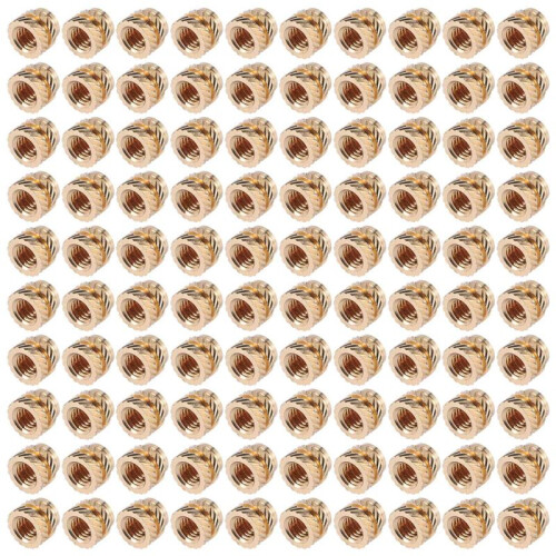 100Pcs M3 Thread Knurled Brass Threaded Heat Set Heat Resistant Insert Embedment Nut,M3X5X4,for 3D Printer Voron 2.4 Etc