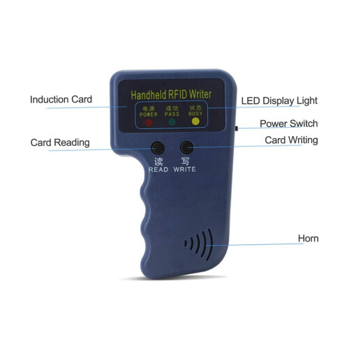 Handheld RFID Card Copier 125KHz ID (EM4100/HID/AWID) Duplicator Reader Writer with 6 Writable Keychain+6 Writable Card 2