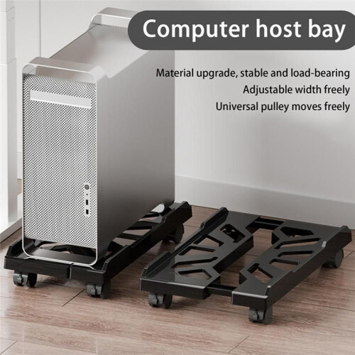 Computer Tower Stand Adjustable Mobile CPU Stand CPU Holder PC Tower Stand with Rolling Caster Wheels Riser Stand Black 2
