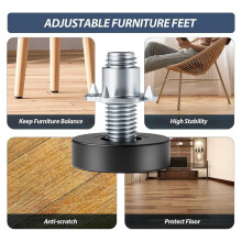 30-Piece Furniture Feet Pads Black Plastic Furniture Legs Adjustable Leveling Feet Table Feet Furniture Bottom Feet