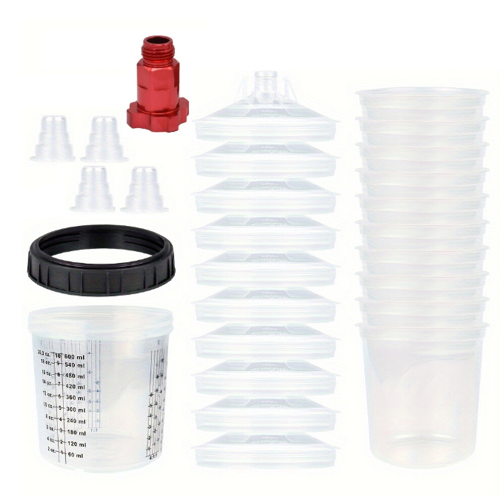 600Ml Disposable Paint Cup With Connector Sprayer Cup Paint Mixing Cup Type H/O Quick Cup Spraying 16X1.5mm External 6032538025570