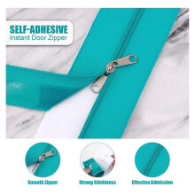 2pcs Dust Barrier Zipper,Instant Door Dust Protection Self-Adhesive Tarp Double Zipper Blade Construction Green