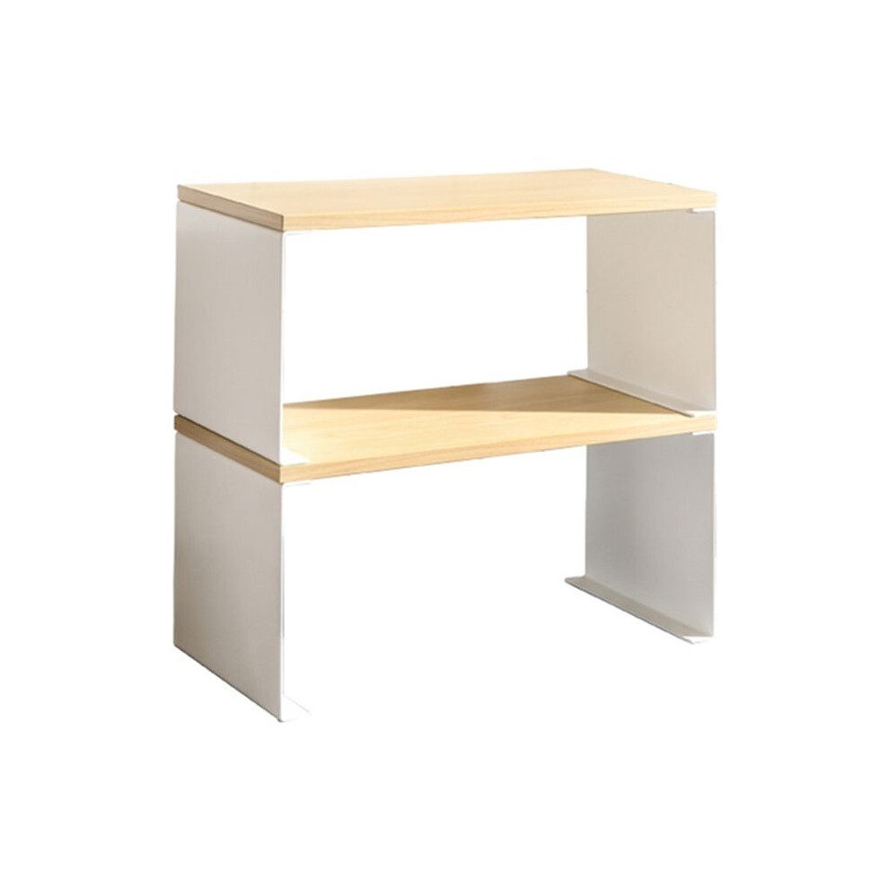 Wooden Desk Storage Rack Lattice Decoration Frame Wooden Floor-Standing Double-Deck Desktop Shelf 6033875191102