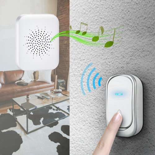 Sonnette Extérieure Sans Fil avec Interface USB, Télécommande pour la Maison, Kit de Sonnette de Porte, Carillon de Maison